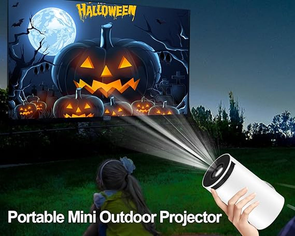 4K Compact Portable Projector Featuring WiFi 6, Bluetooth 5.0, Android 11, Smart Auto Horizontal Correction, 180° Rotatable Design for Outdoor Movie Viewing, Compatible with Mobile Devices